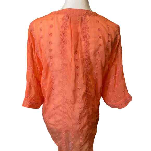 Olive & Oak Sheer Embroidered Blouse Size Medium - Picture 3 of 7